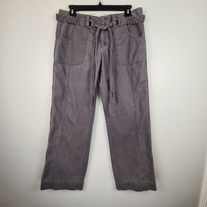 Old Navy‎ Womens Gray Wide Leg Pants 8 Braided Belt Pockets Hippie Boho READ